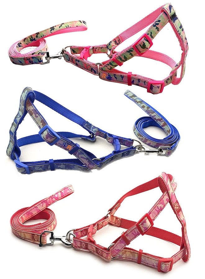 Pups&Pets Puppy Color-Full Printed Ribbon Stitched Harness and Leash | Adjustable Long Harness | Nylon Soft Reflective Harness and Leash Set for Small Dogs & Cats (Color May Vary) ((10MM, X-Small)) - Image 1